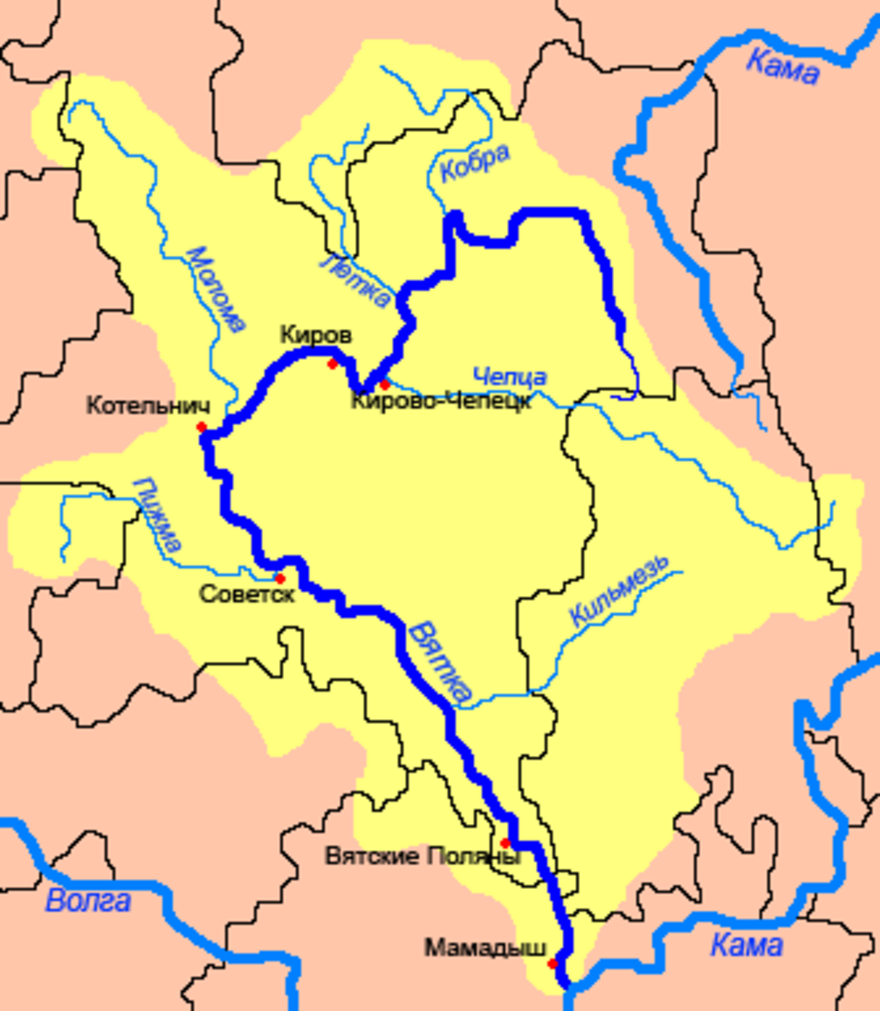 Течение реки вятка. Река Вятка Исток Устье и притоки. Река Вятка и Кама на карте.