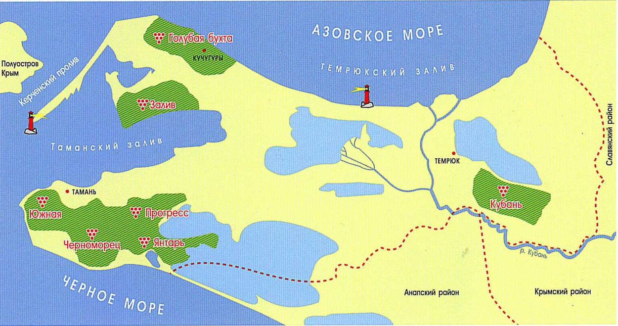 Полуостров Тамань на карте Краснодарского края