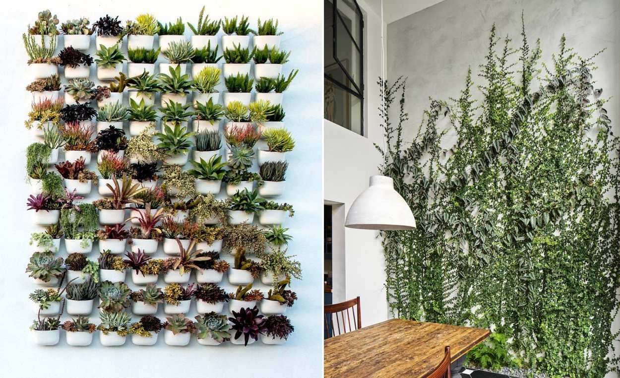 Фитостена в интерьере лофт