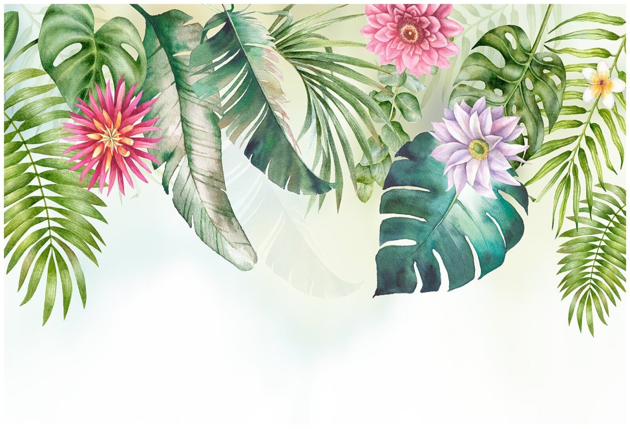 Тропические листья акварелью