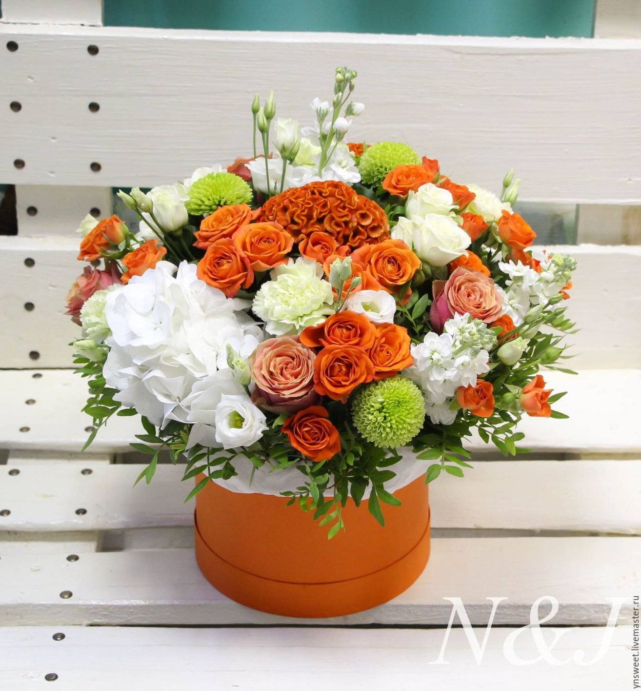 Букет в оранжевых тонах