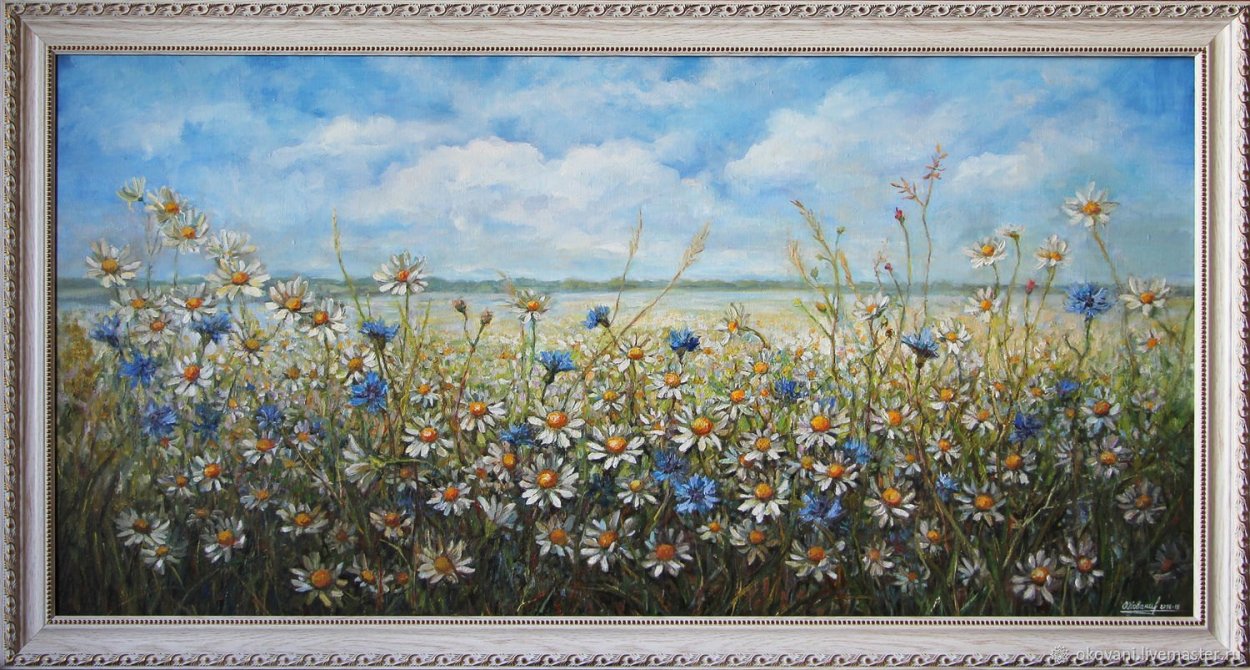 Пшеничное поле с маками и васильками