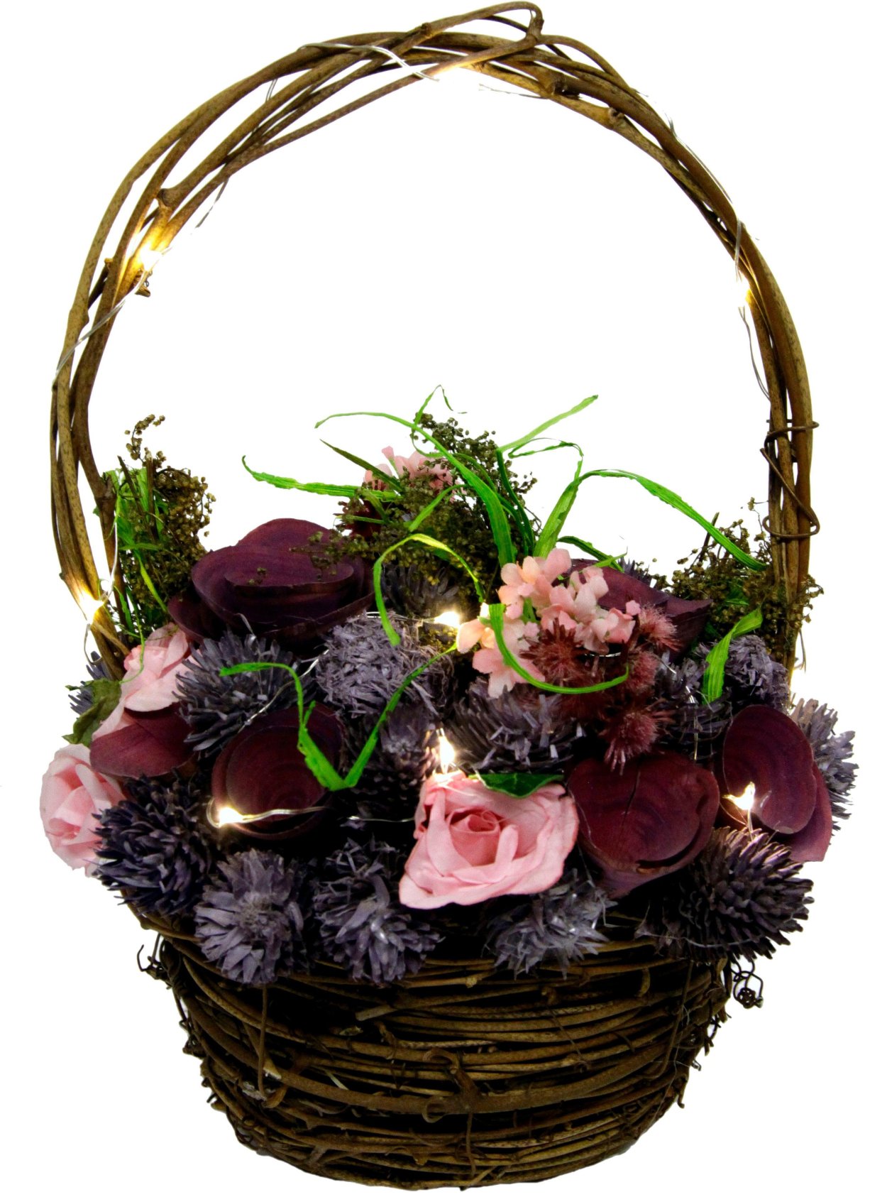 Корзина с искусственными цветами