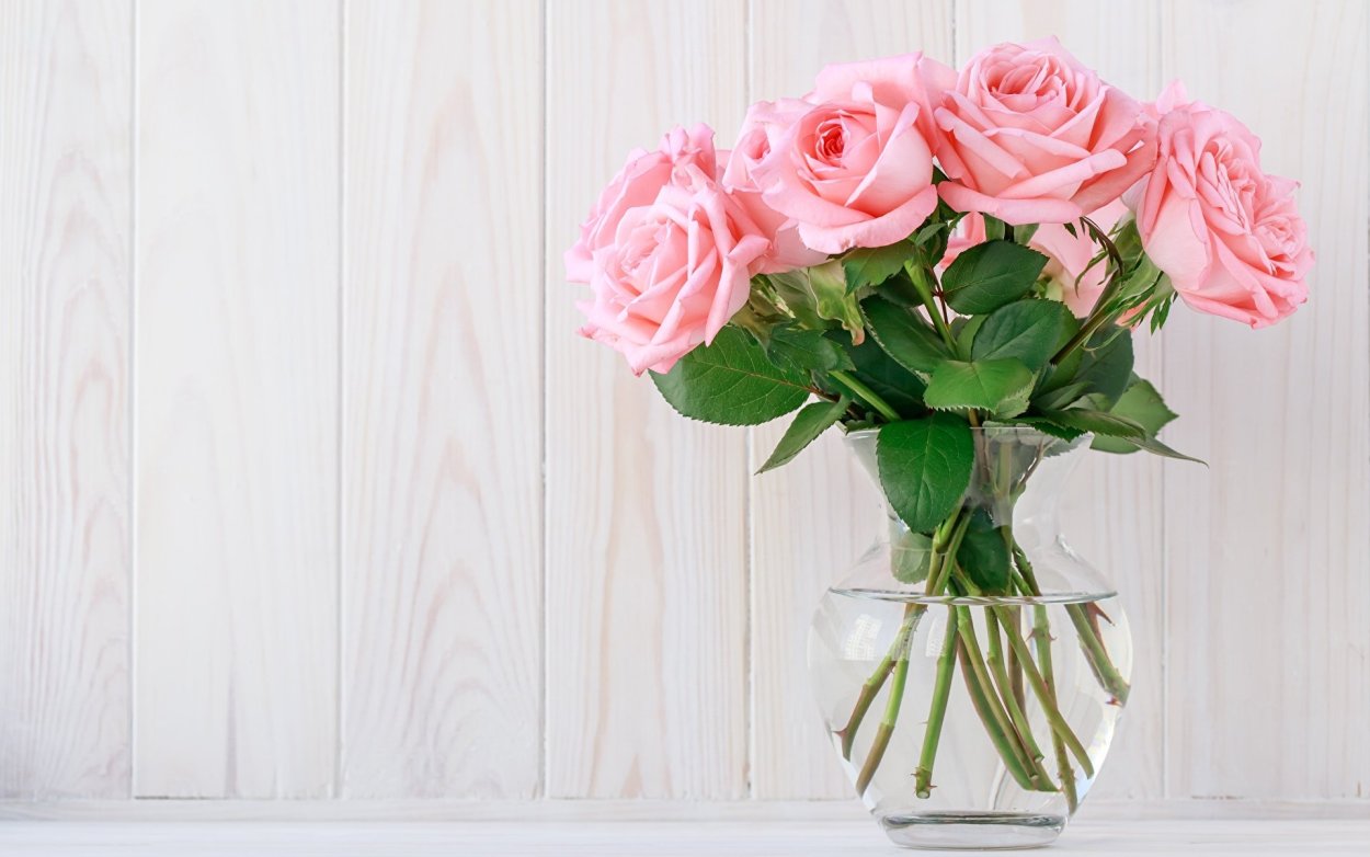 Нежные розы в вазе