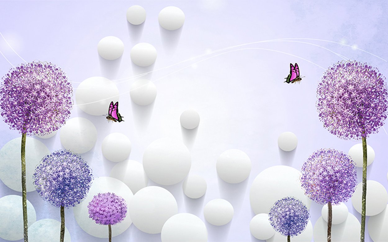 Фотообои сиреневый одуванчик