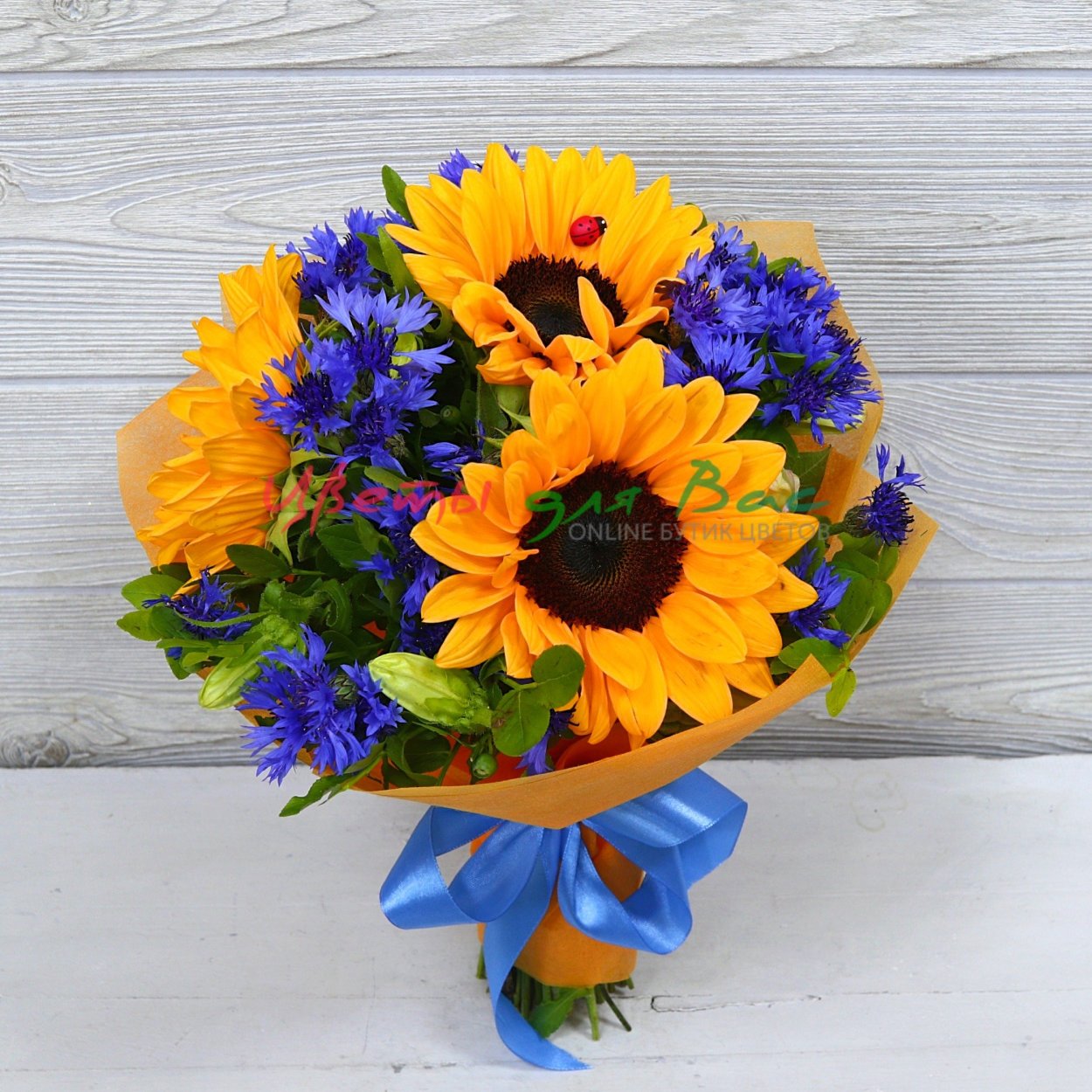 Букет "подсолнух и Ирис"