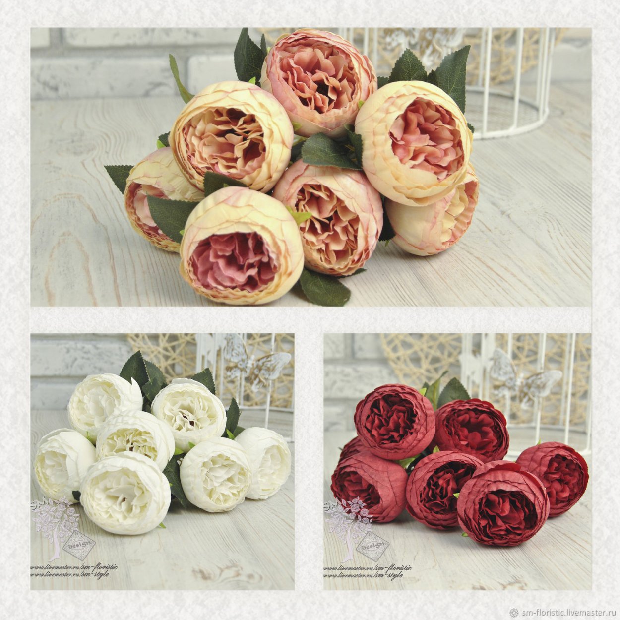 Розовый пион и белый бутон