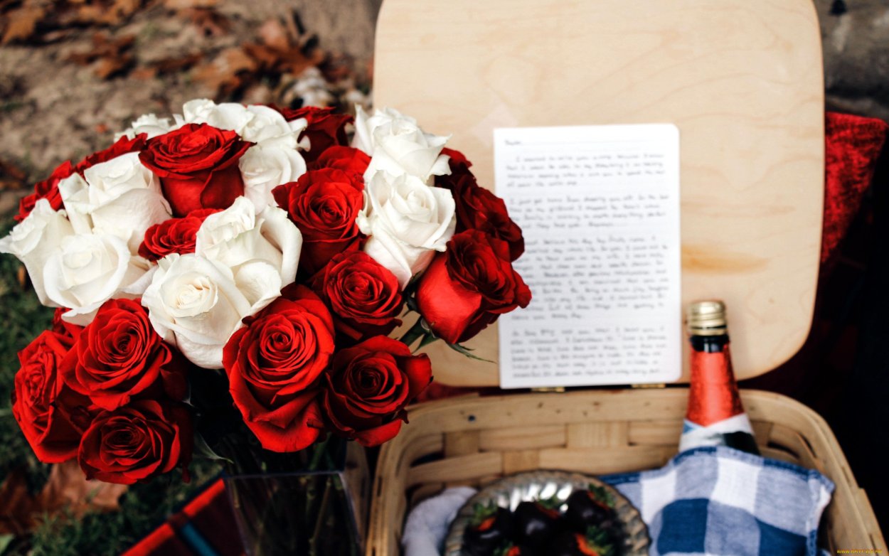 Букет цветов с запиской