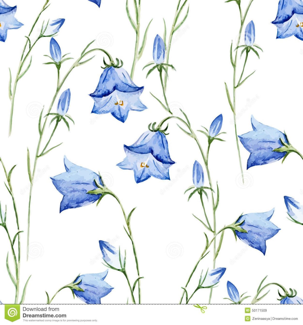 Колокольчики цветы акварелью