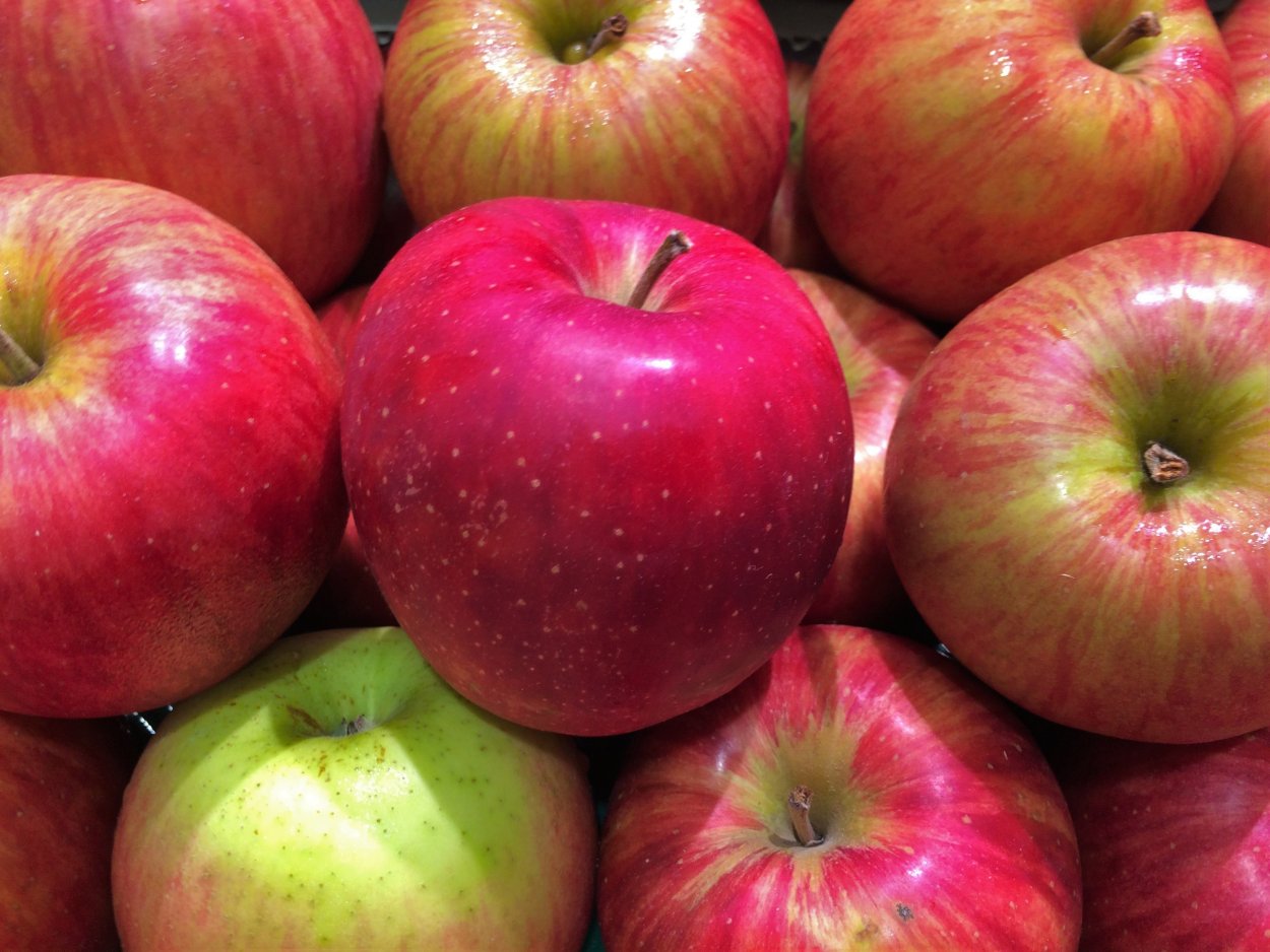 Красное и зеленое яблоко