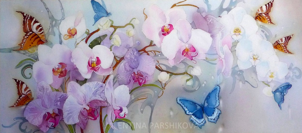 Батик цветы орхидеи