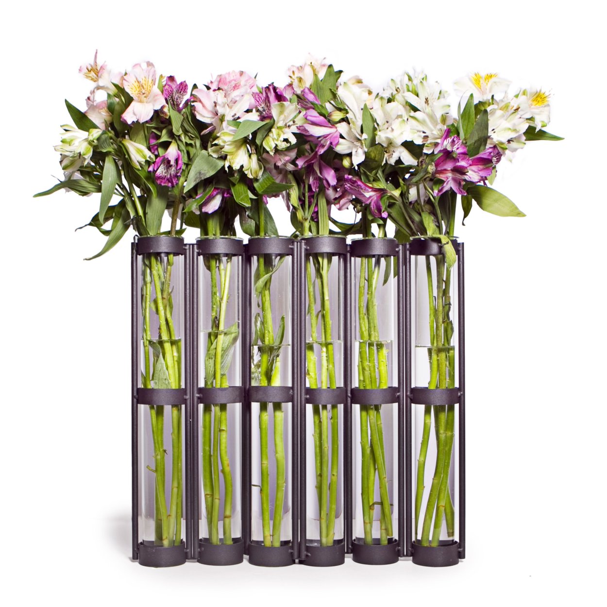 Композиция цветов в пробирках