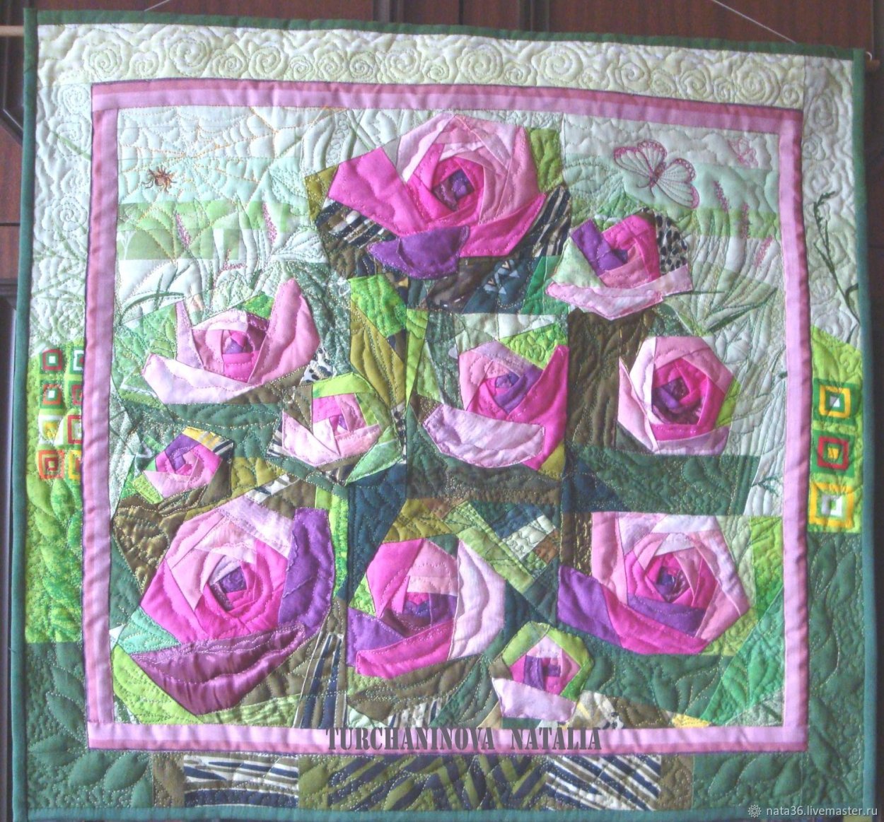 Цветочные панно в пэчворке