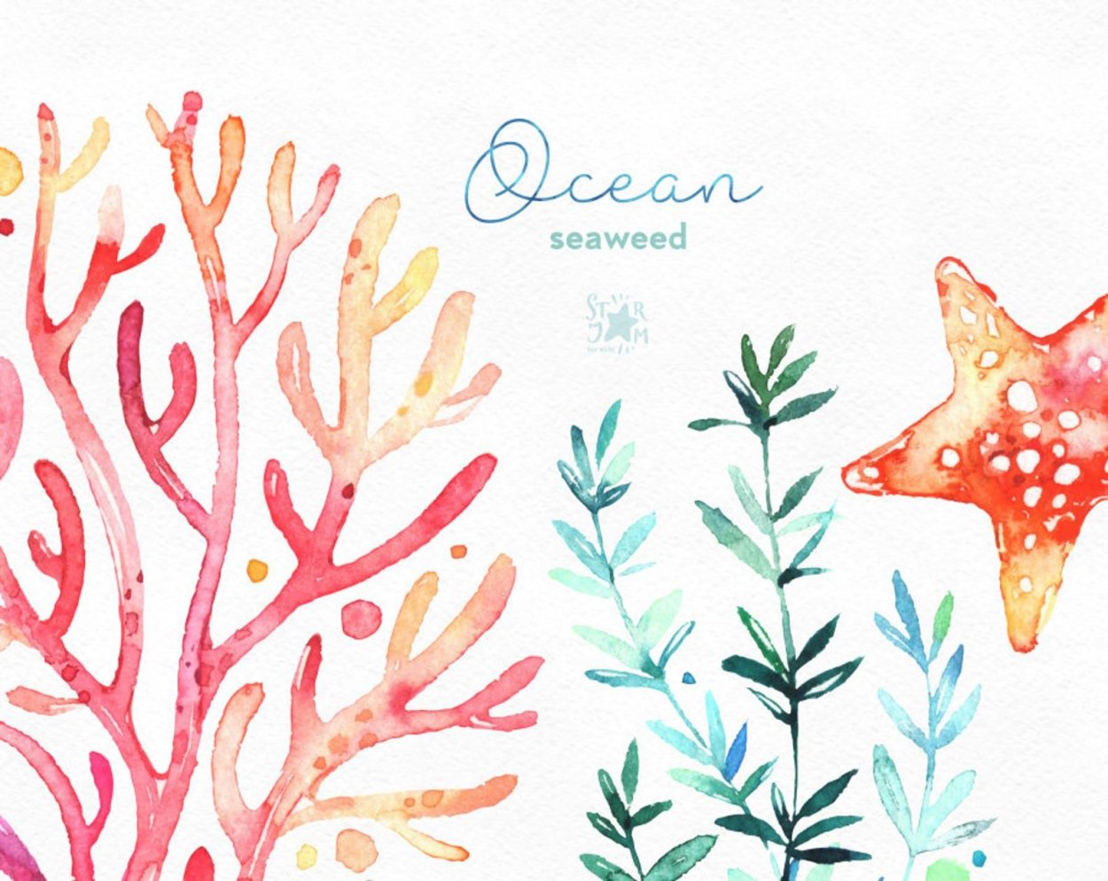 Водоросли рисунок акварель