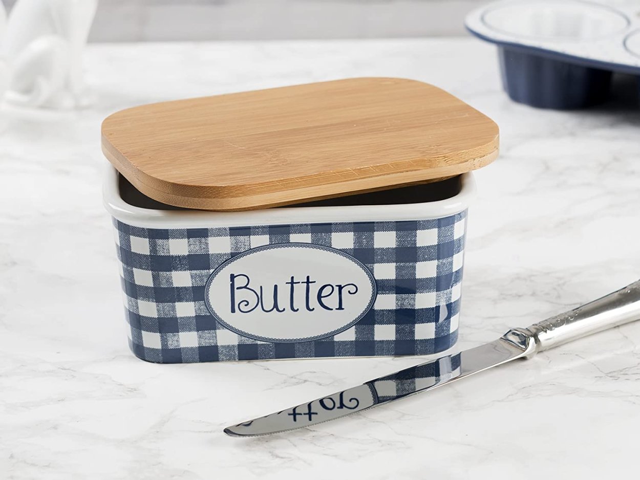 Масленка керамика с деревянной крышкой и ножом авито