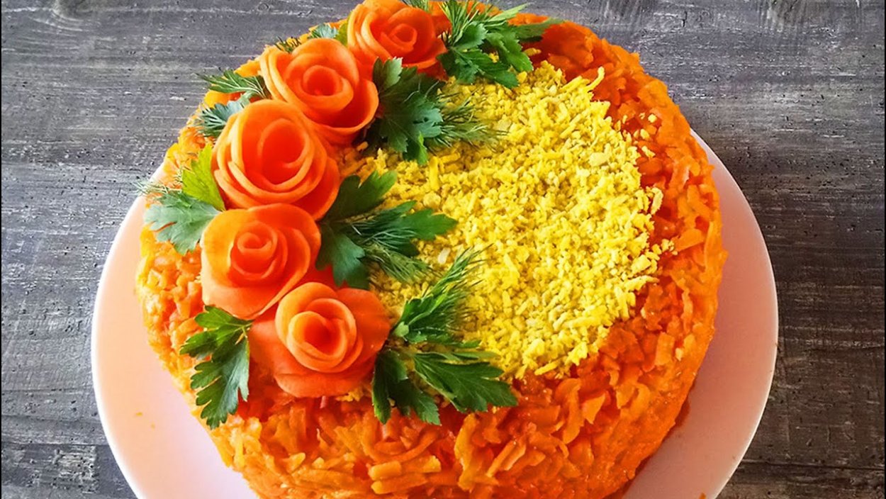 Украшения из моркови для салатов