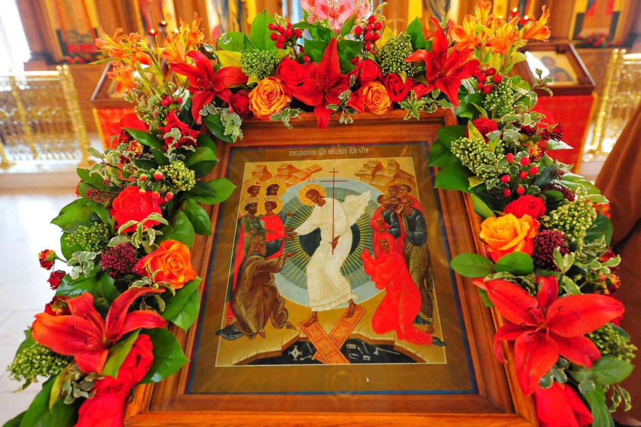 Храмовая флористика икона Воскресение Христово