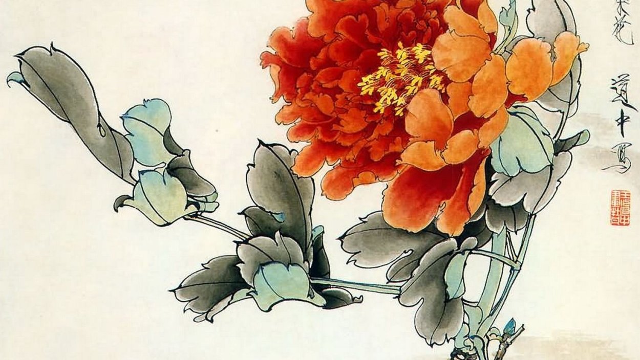 Хризантема Япония гравюра