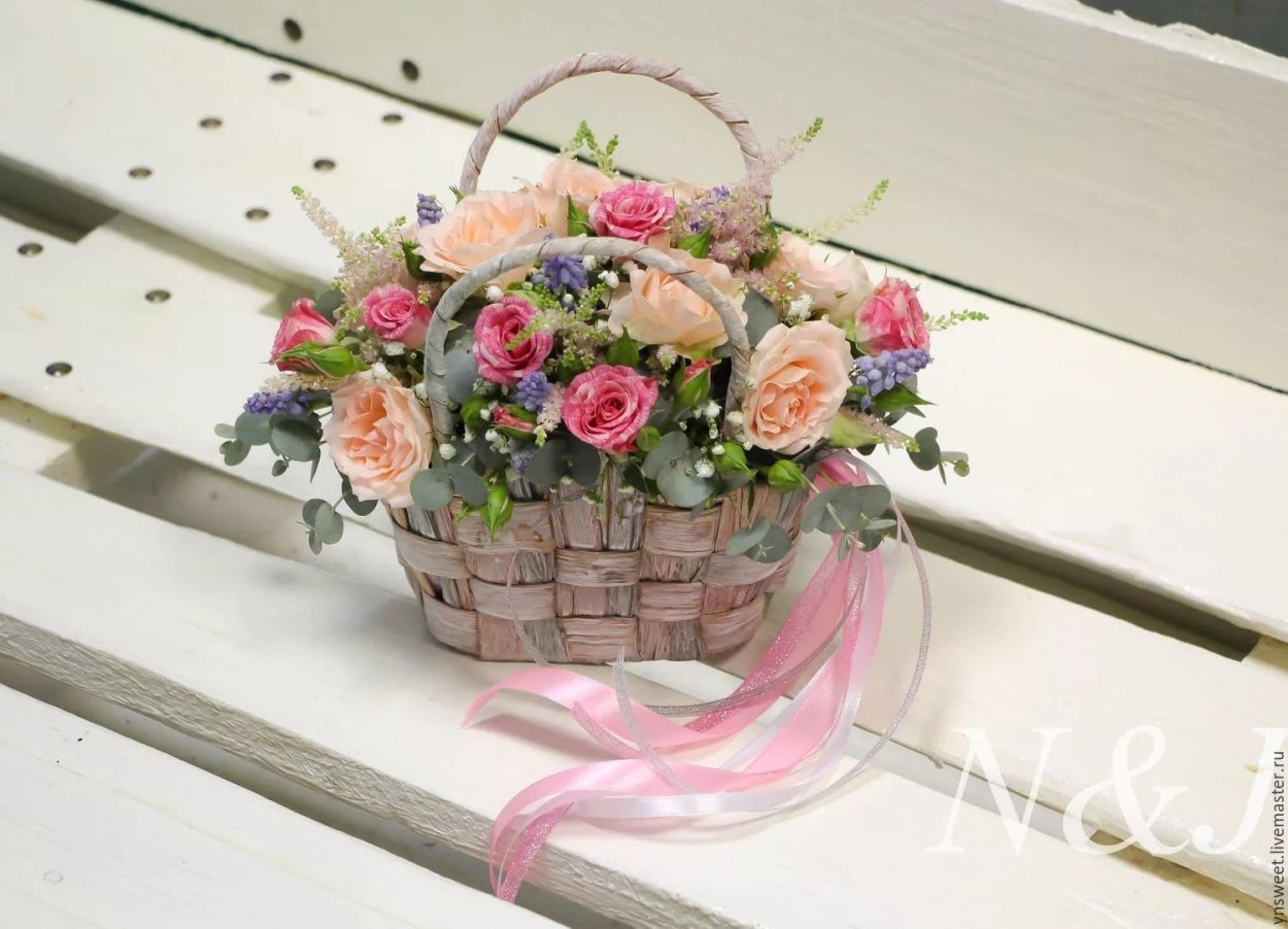 Флористика корзинки из живых цветов