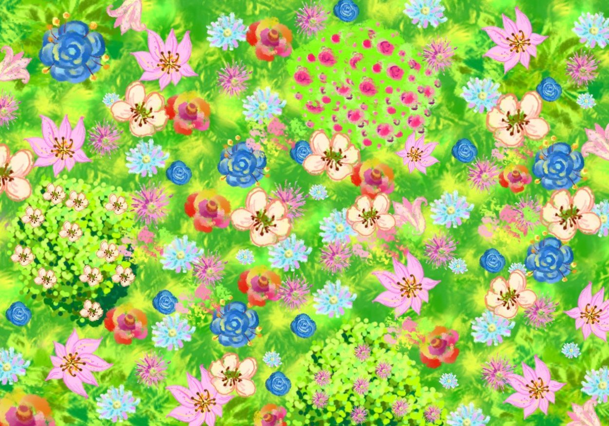 Поляна цветов на прозрачном фоне