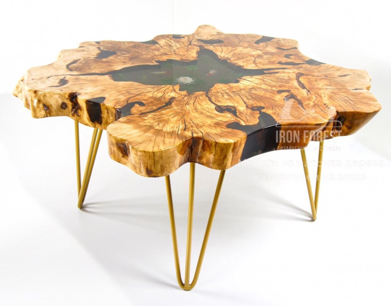 Слэб из дуба с эпоксидной смолой 1000 на 600