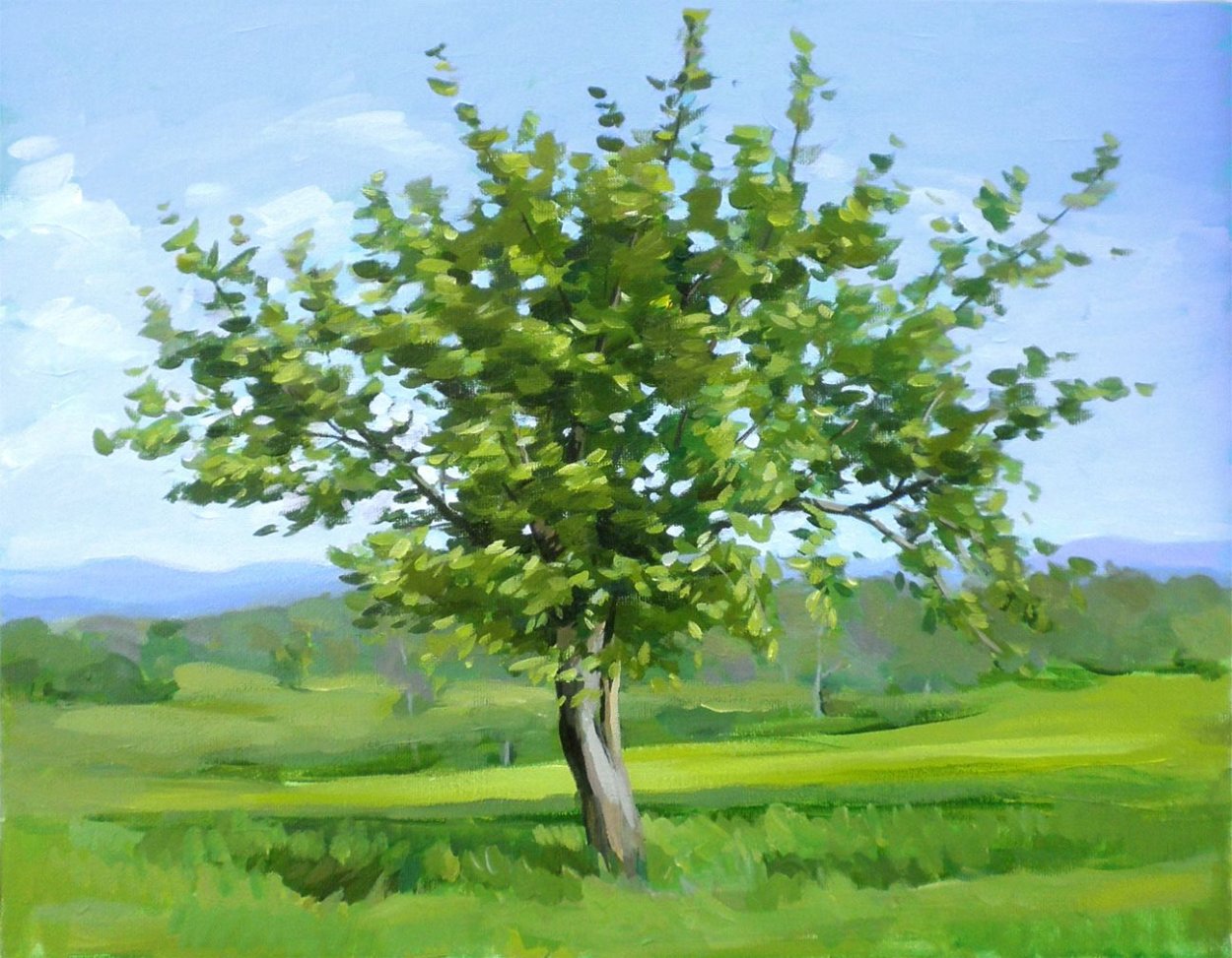 Зеленое дерево живопись
