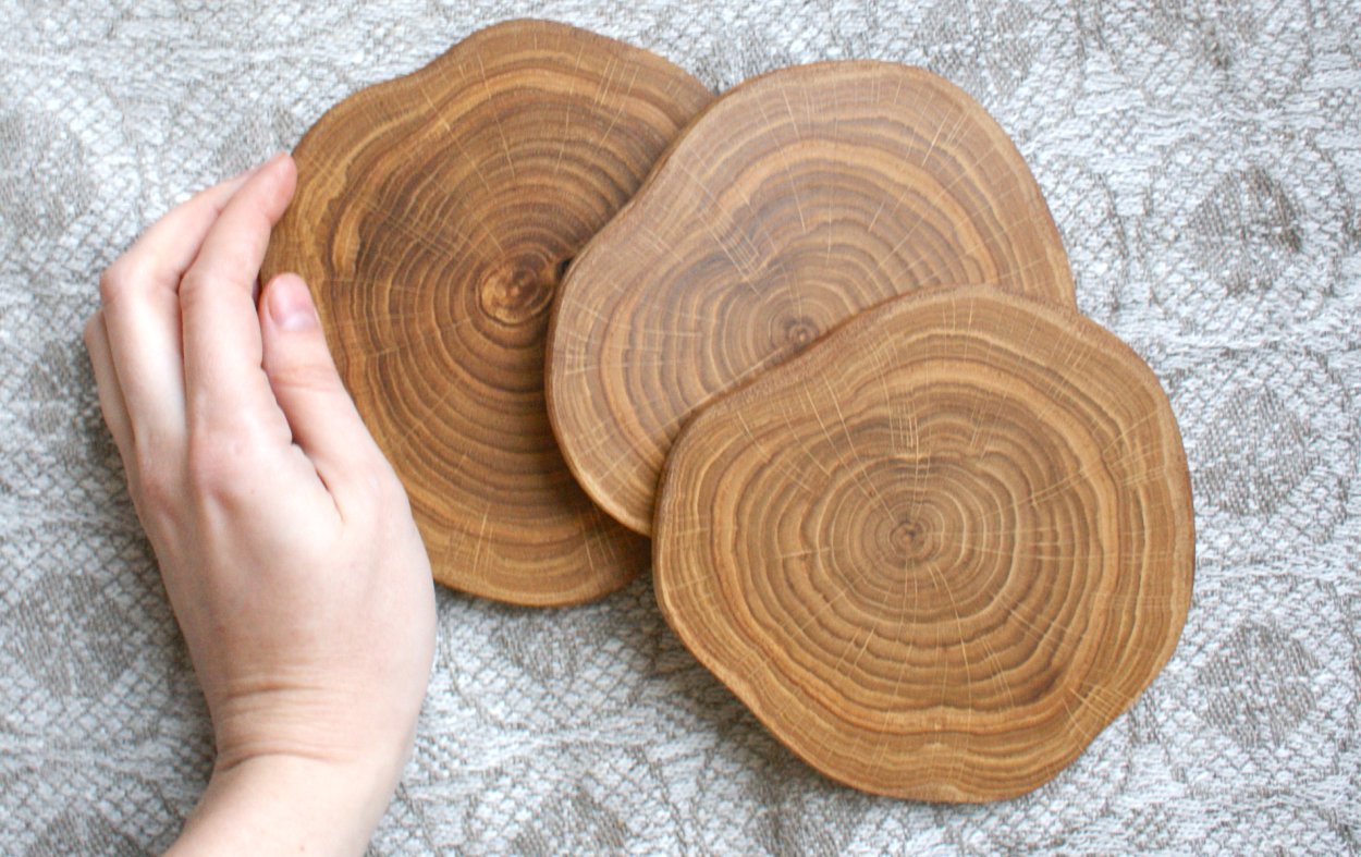 Подставка под горячее срез дерева