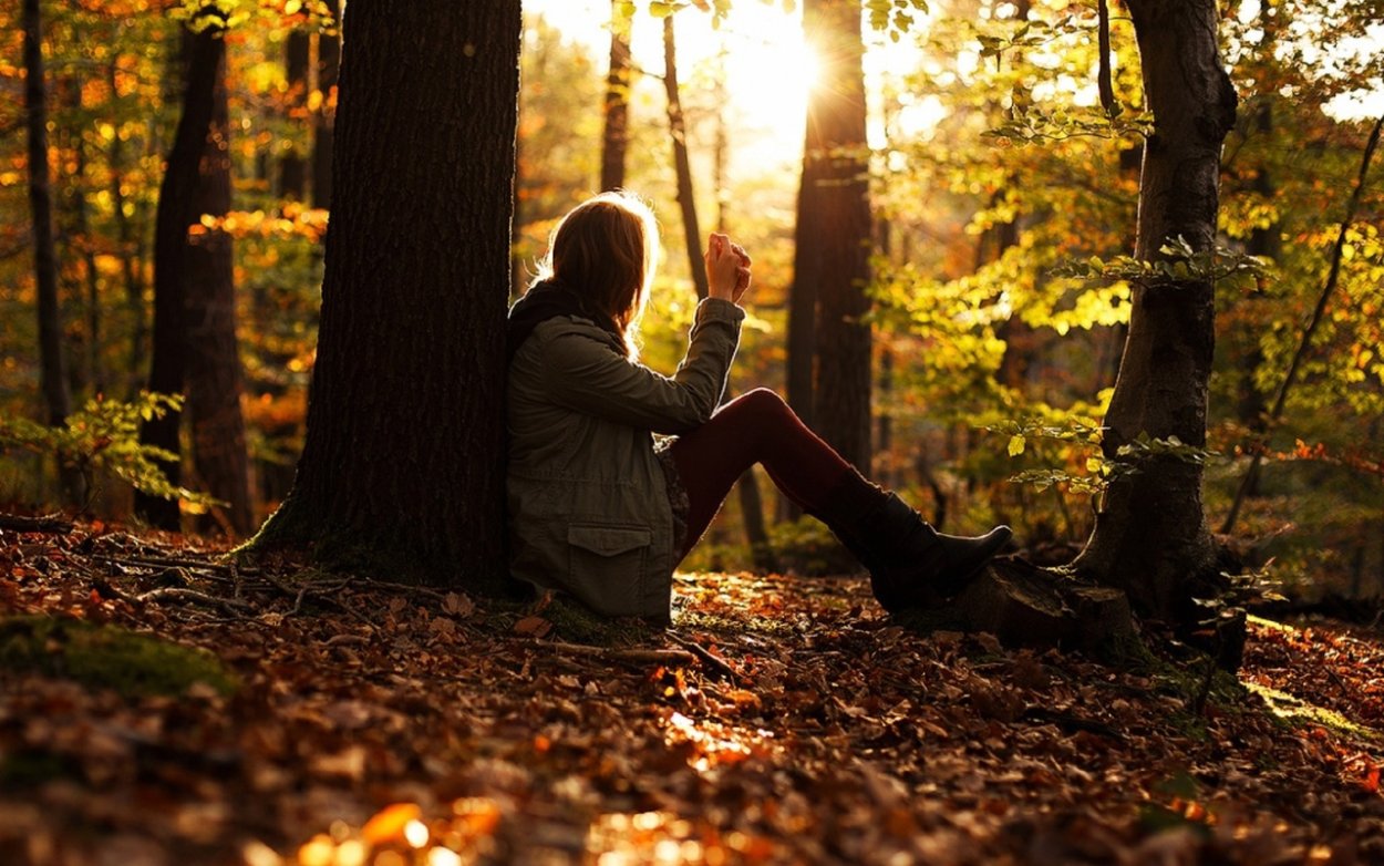 Осень девушка со спины