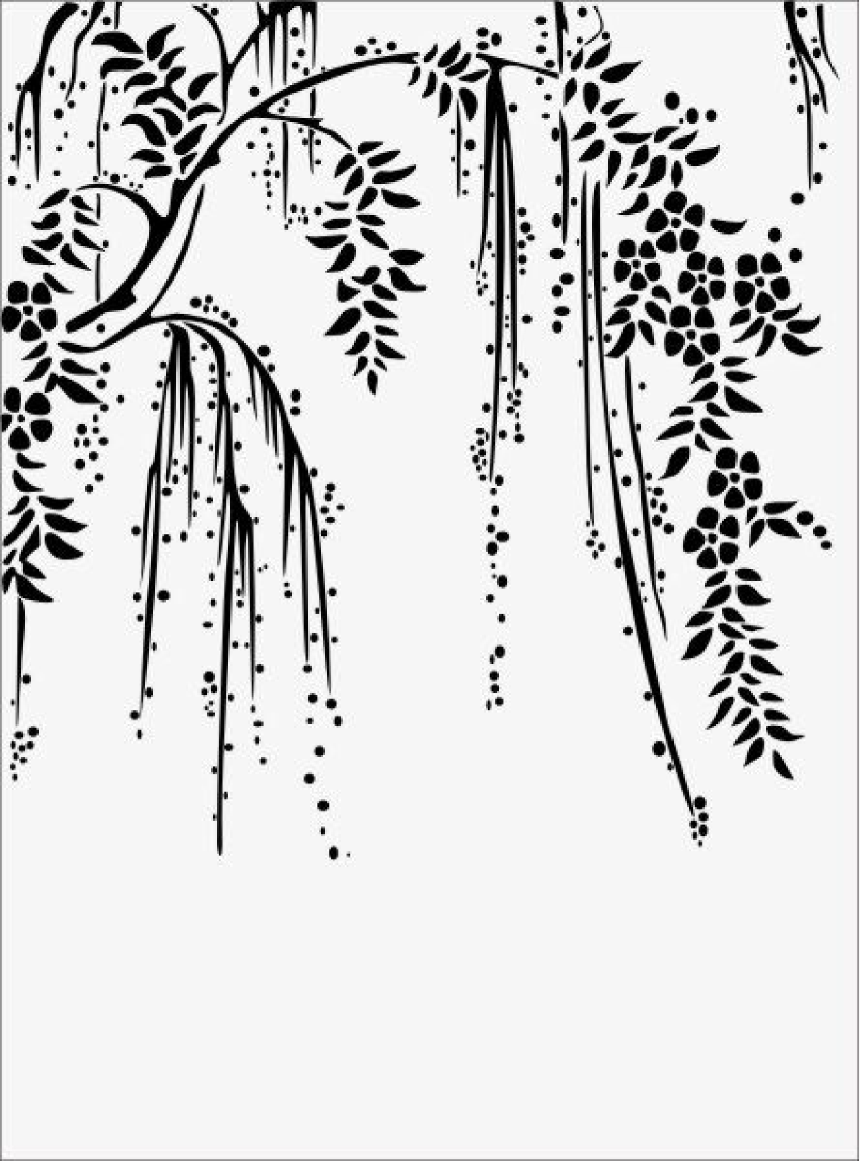 Трафарет свисающие ветки