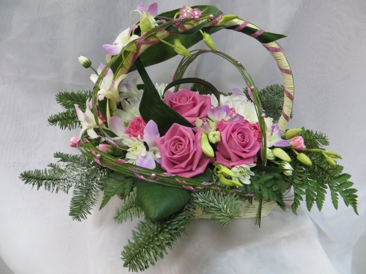 Флористика корзинки из живых цветов