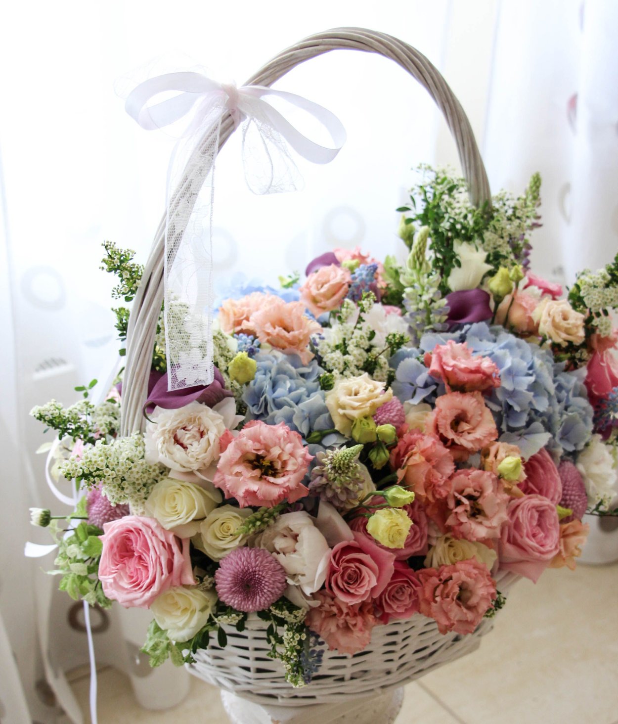 Корзинка с цветами на свадьбу