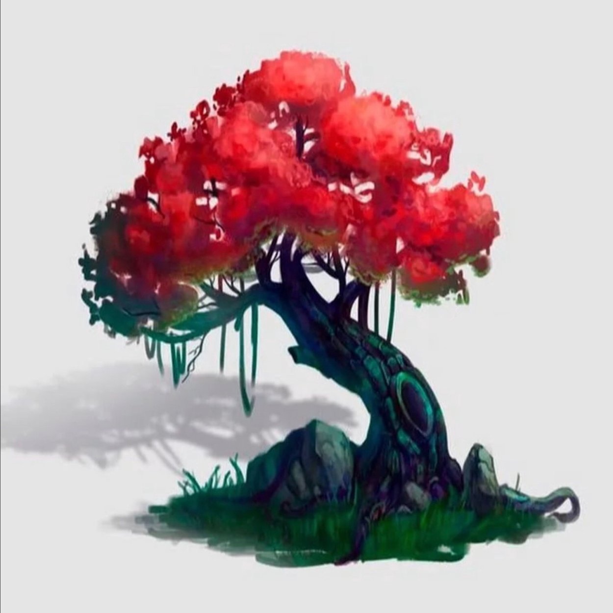 Картины с деревьями красного цвета