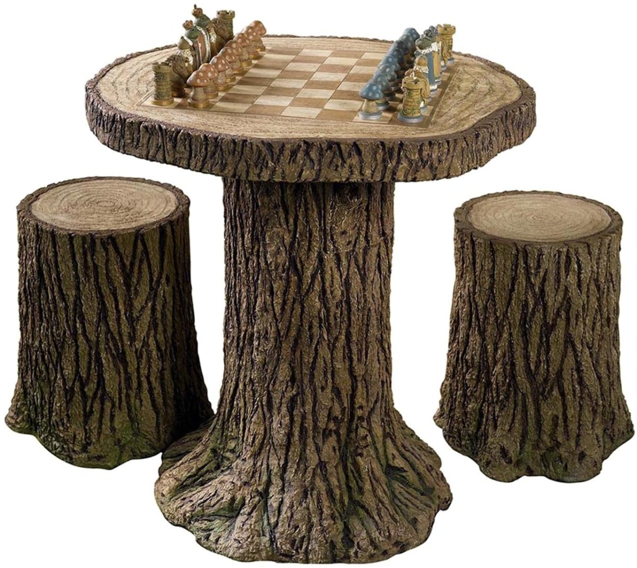 Уличный стол на пнях