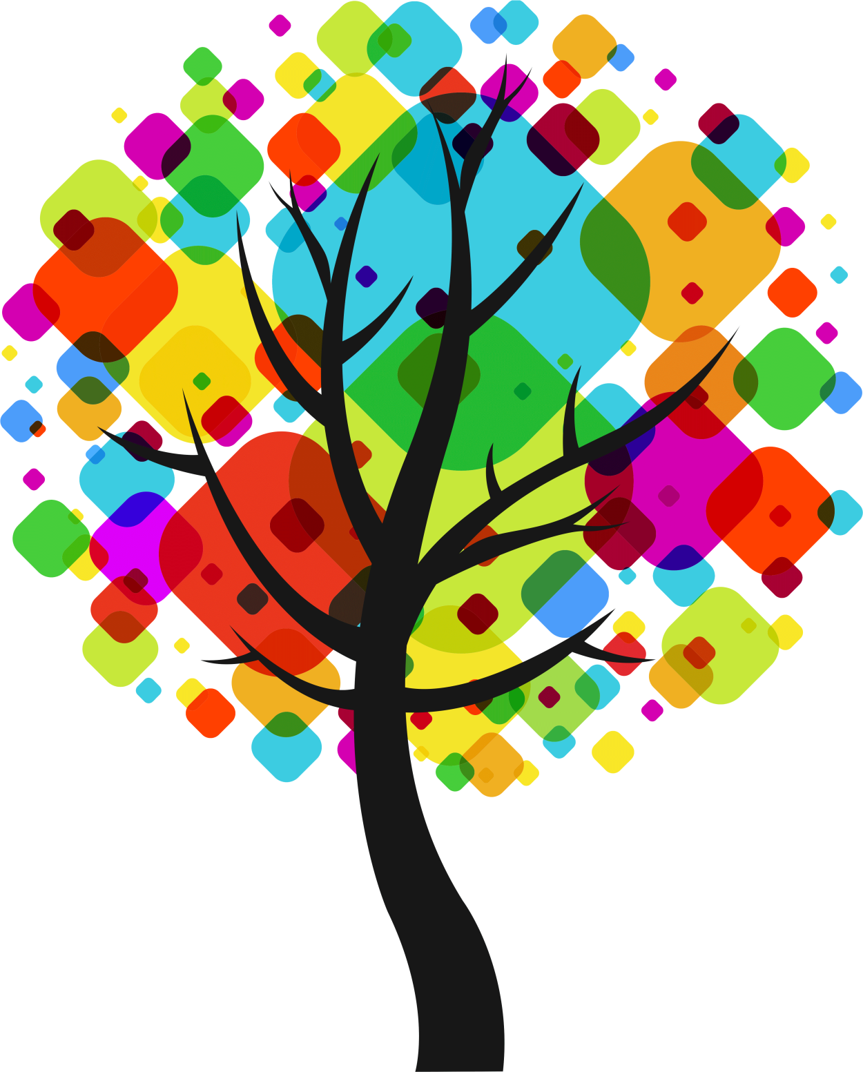 Дерево с разноцветными листьями рисунок