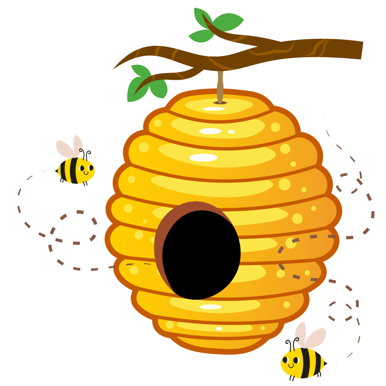 Ветка с ульем на белом фоне