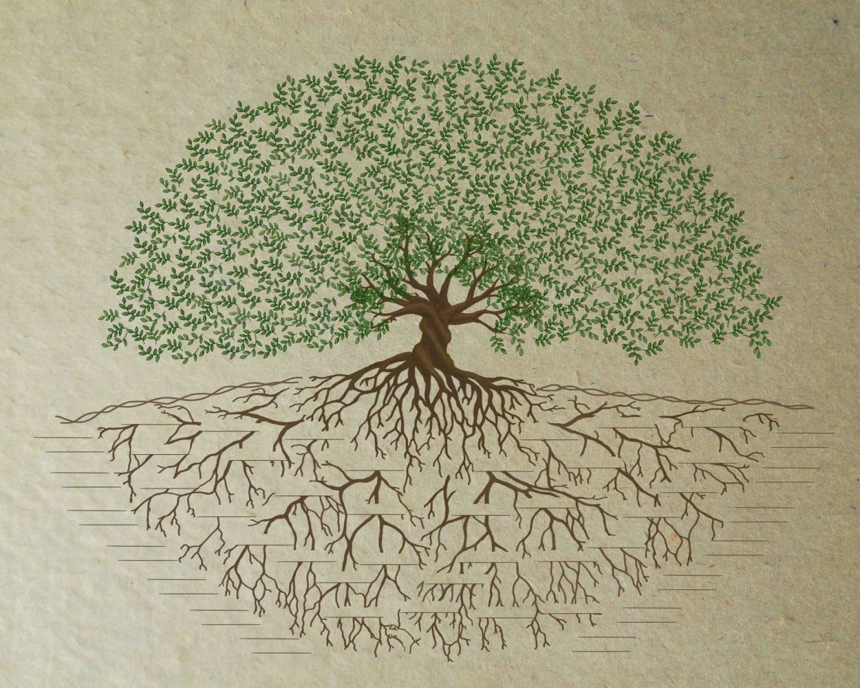 Родословная дерево с корнями
