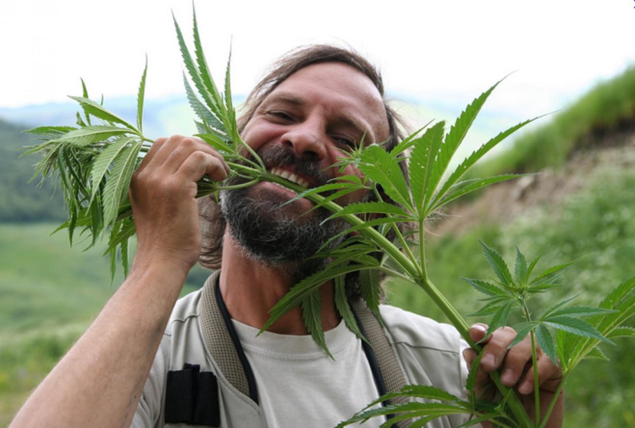 Курит травку