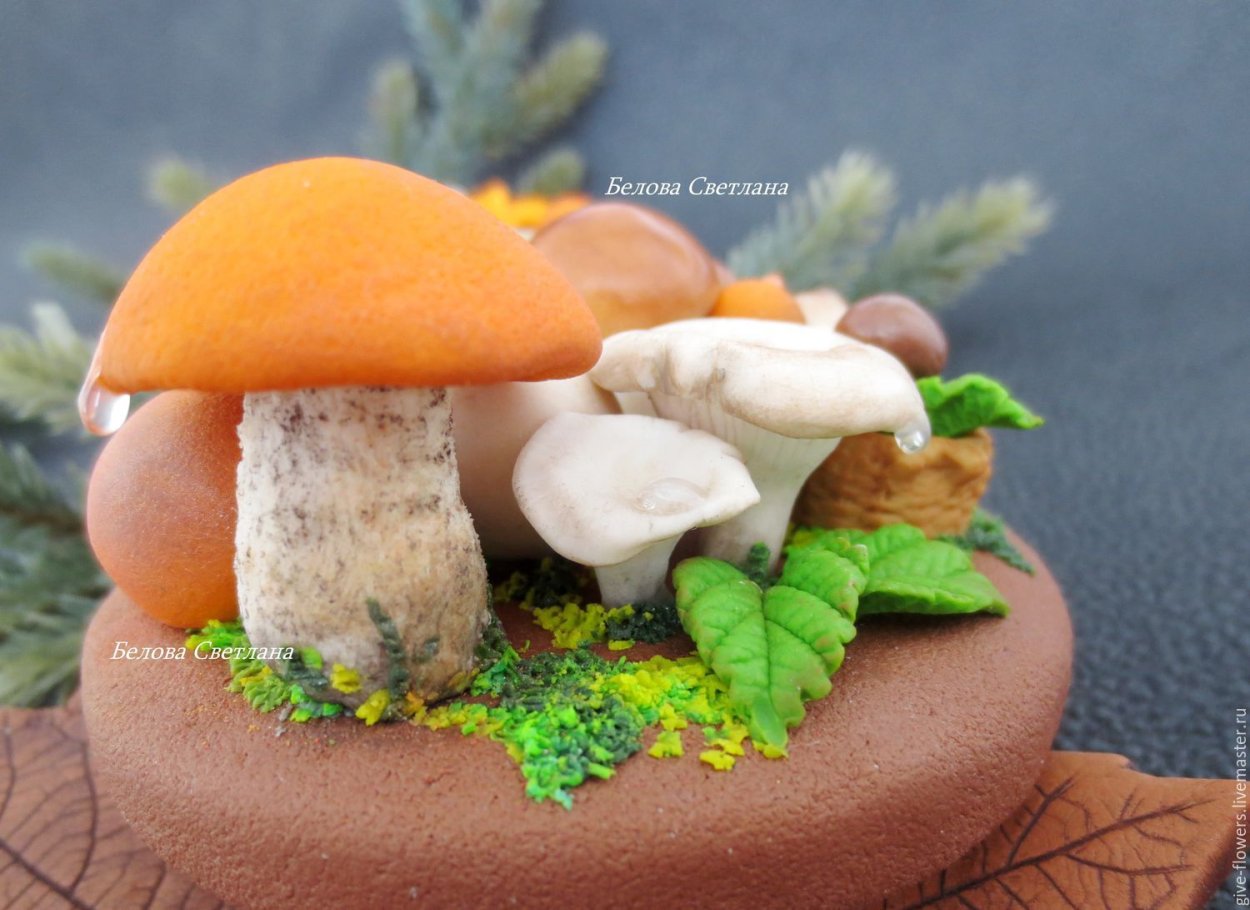 Грибочки из полимерной глины