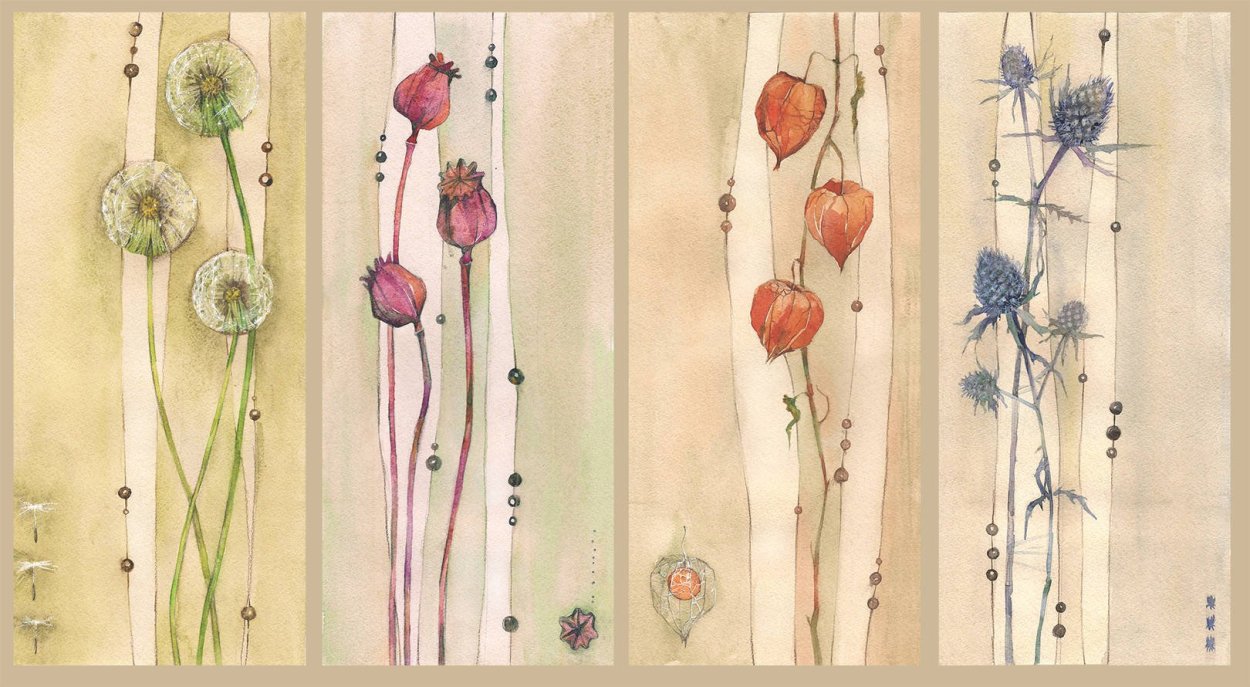 Растительные мотивы в акварели