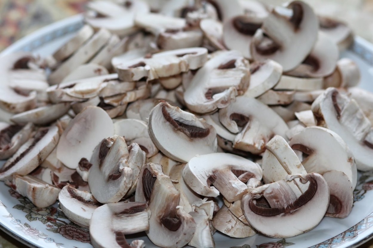 Шампиньоны нарезанные кубиком