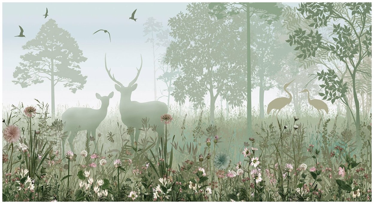 Фреска с оленями Аффреско