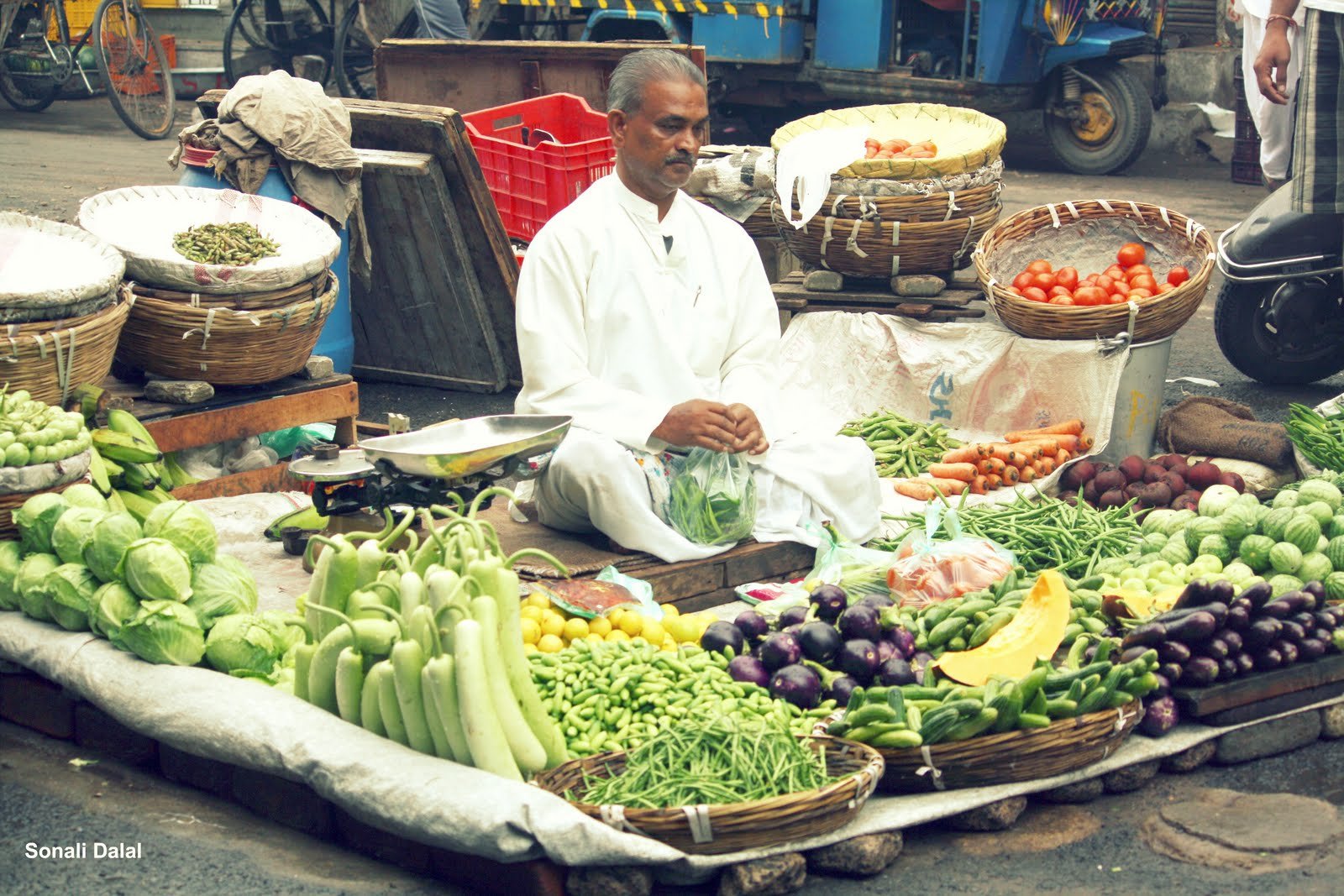 Selling vegetables