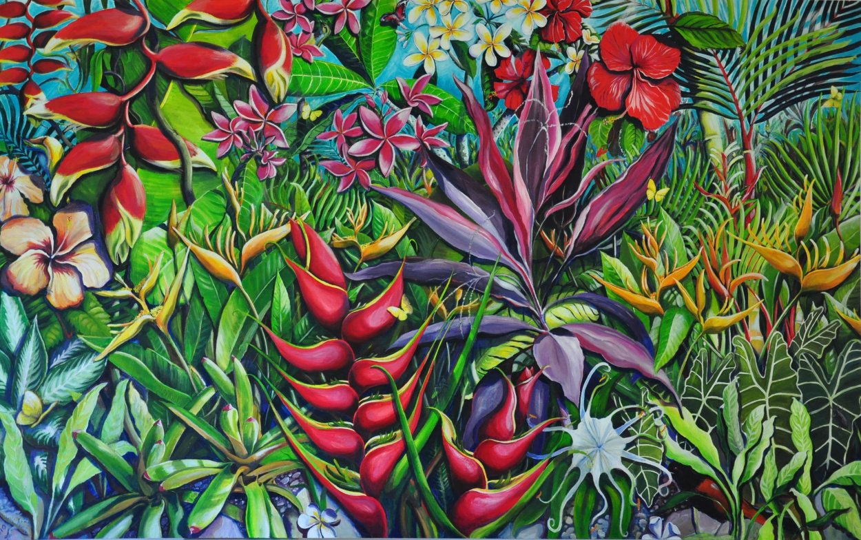 Тропические цветы живопись