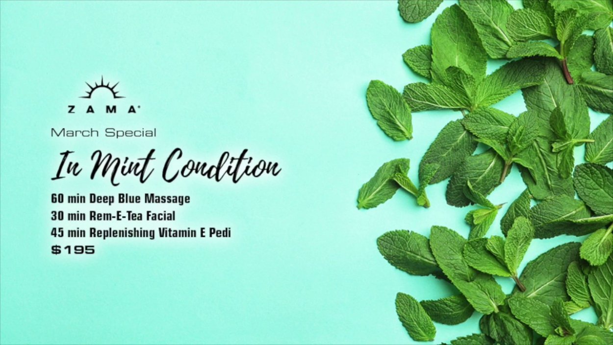 Мятный фон с листьями