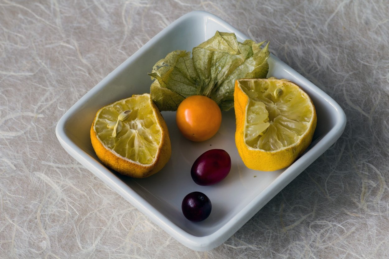 Физалис, мохунка, клюква