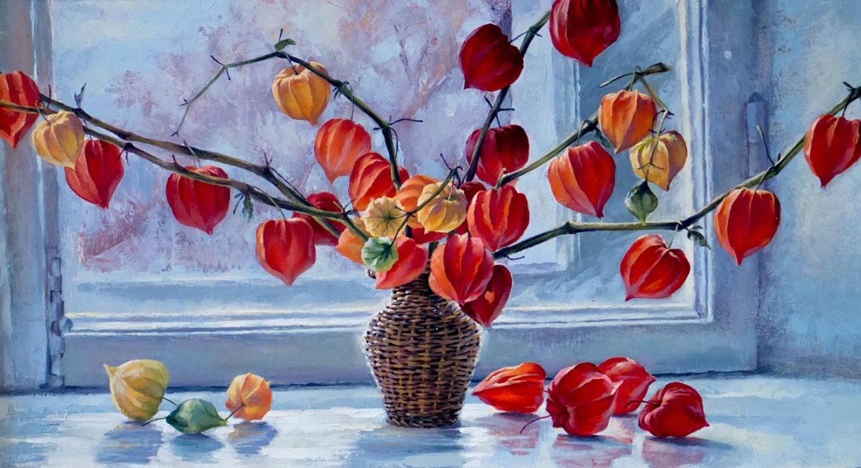 Ваза с физалисом