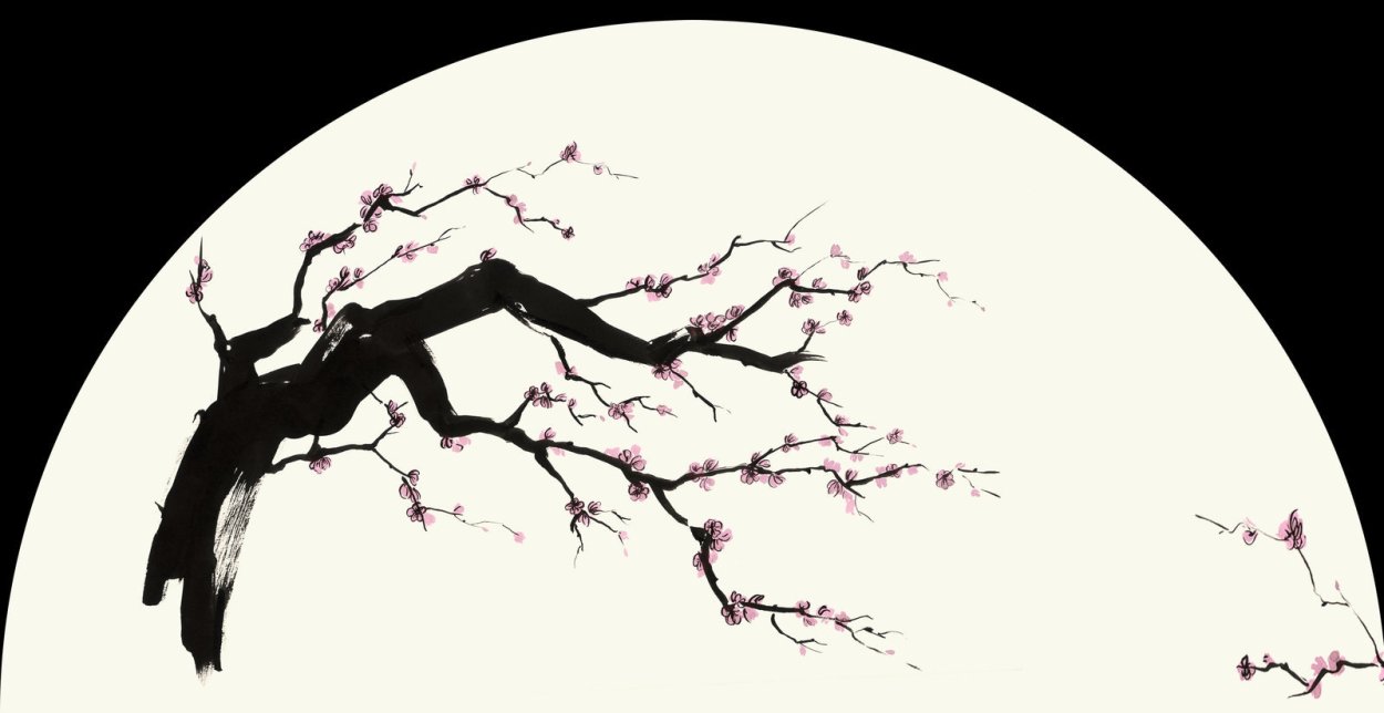 Китайская живопись на черном фоне