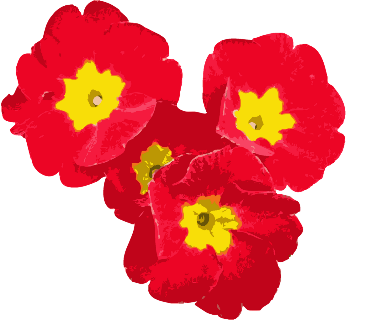 Цветочки желтые и красные для вырезания