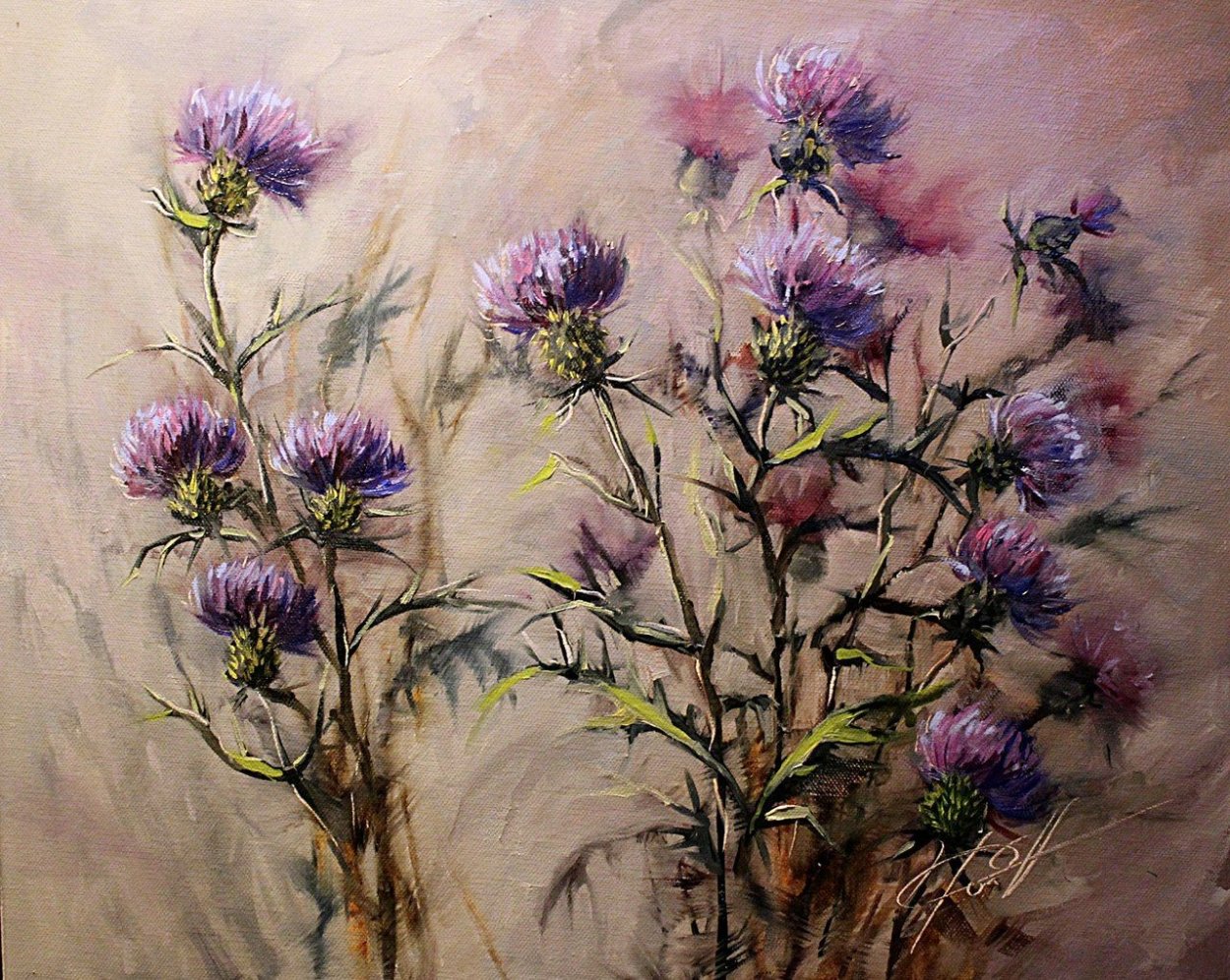 Чертополох пастелью