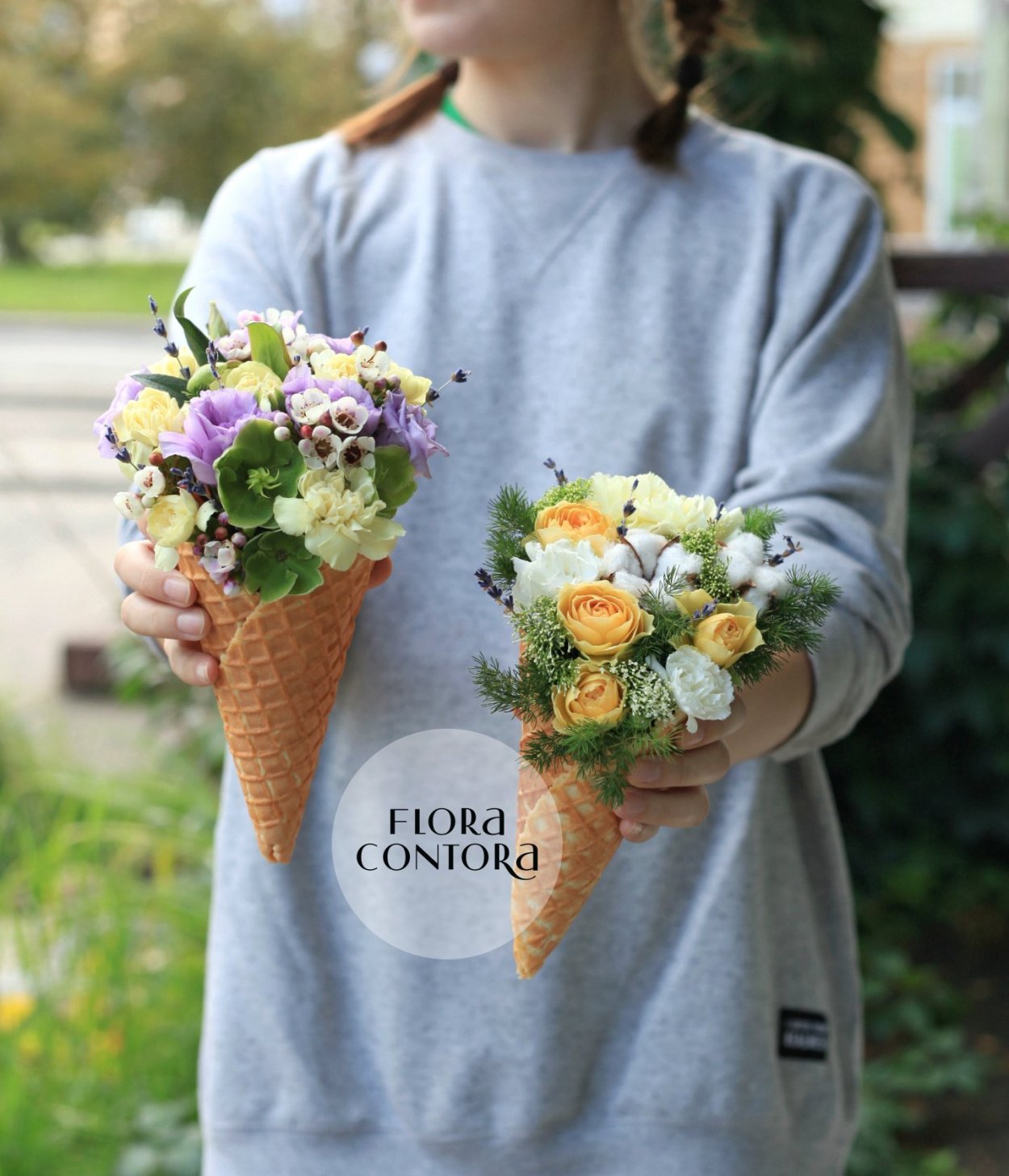 Букет в вафельном рожке